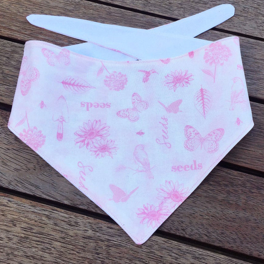Handmade Dog Tie On Bandana, Pink "Wildflowers"