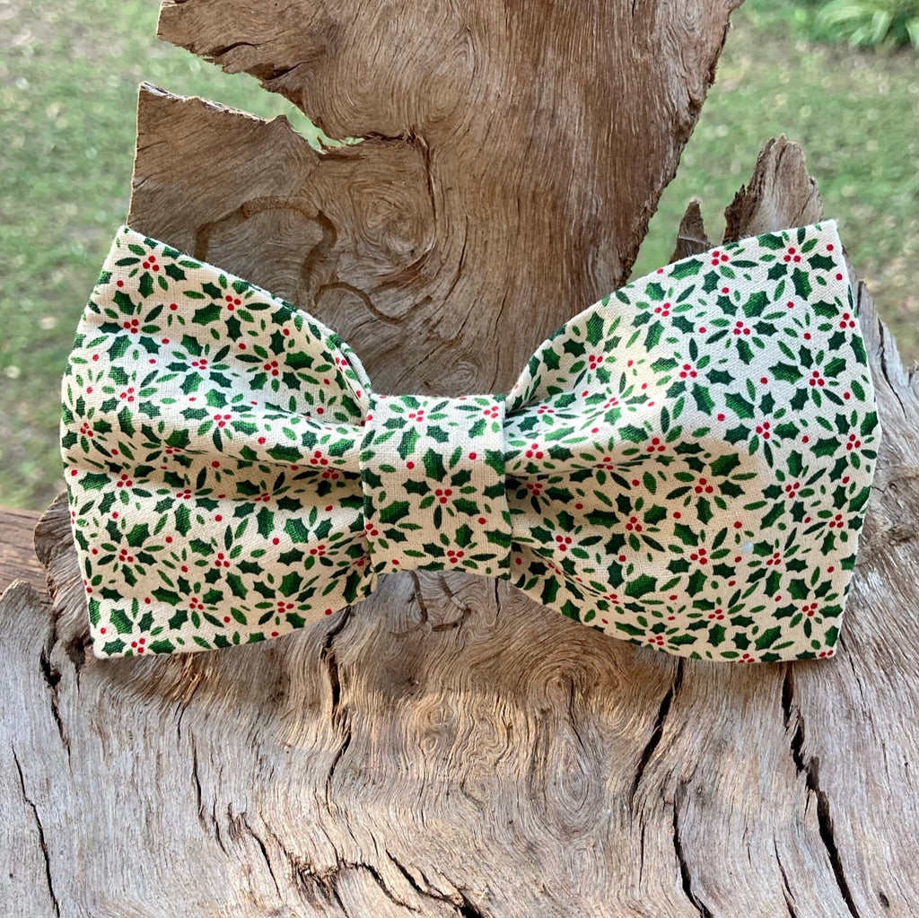 Xmas Dog Bow Tie, "HOLLY SPRIGS"