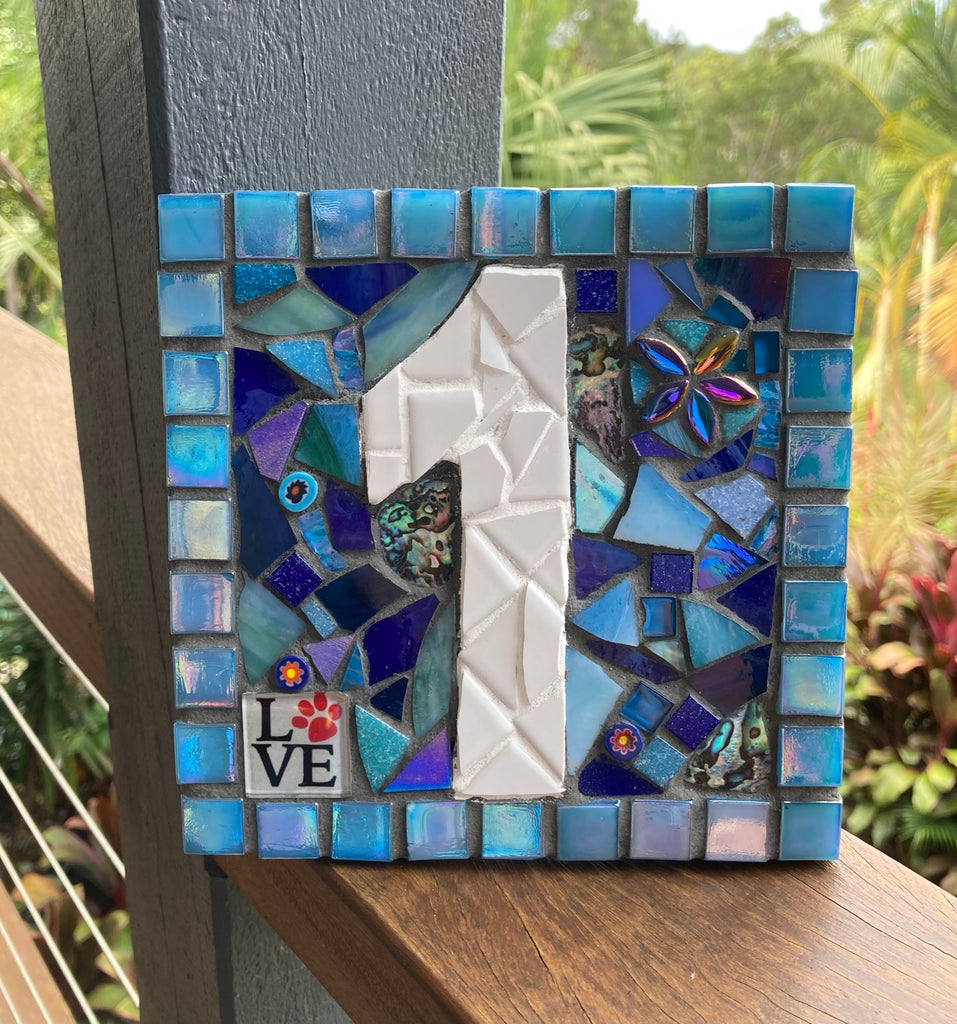 Custom Made Mosaic House Number, 1 Digit - 15cm SQUARE