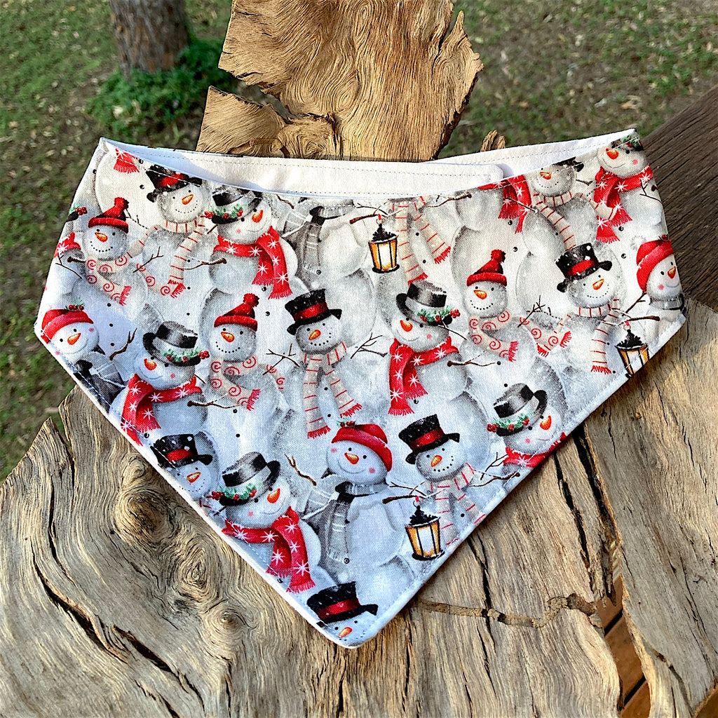 Xmas Dog Bandana, Jolly Snowmen Fabric