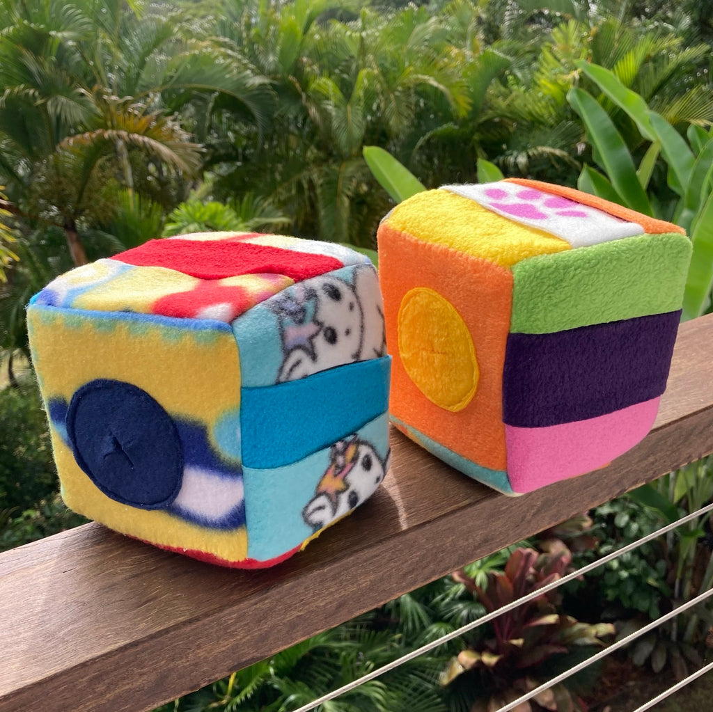 Fleece Snuffle Puzzle Cube, Dog Enrichment Puzzle- Choice of Size/Colour