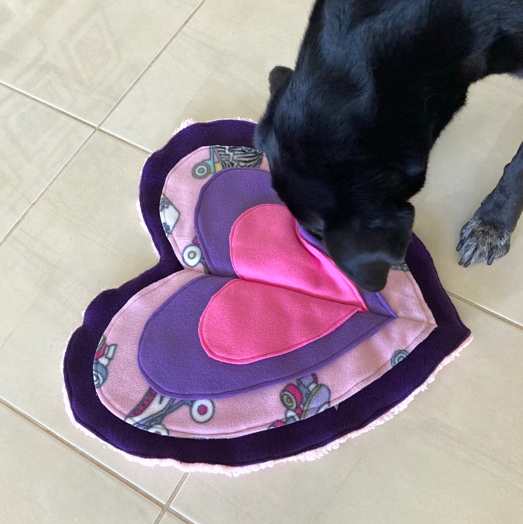 Heart Fleece Snuffle Activity Mat - Dog Enrichment Puzzle