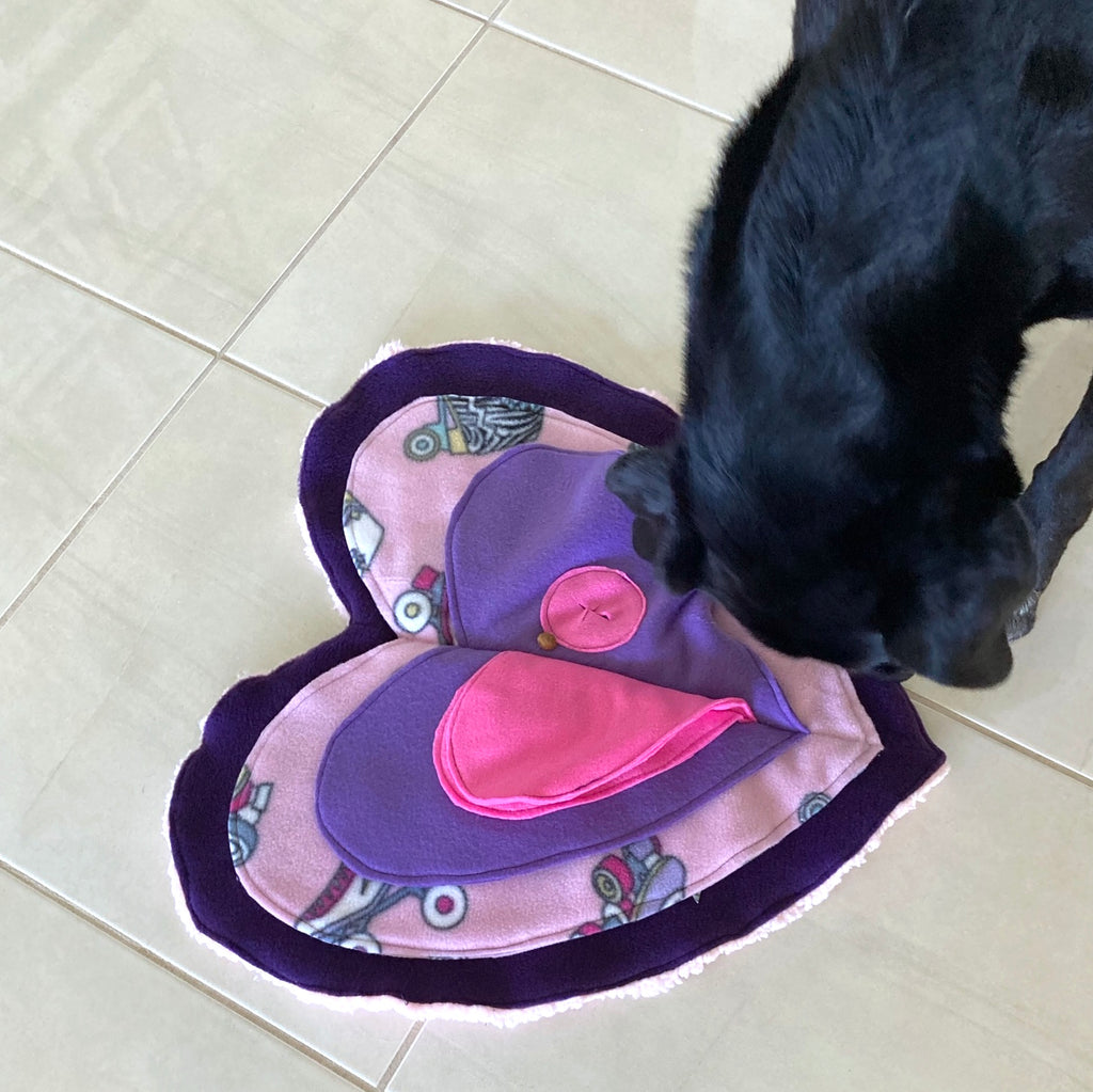 Heart Fleece Snuffle Activity Mat - Dog Enrichment Puzzle