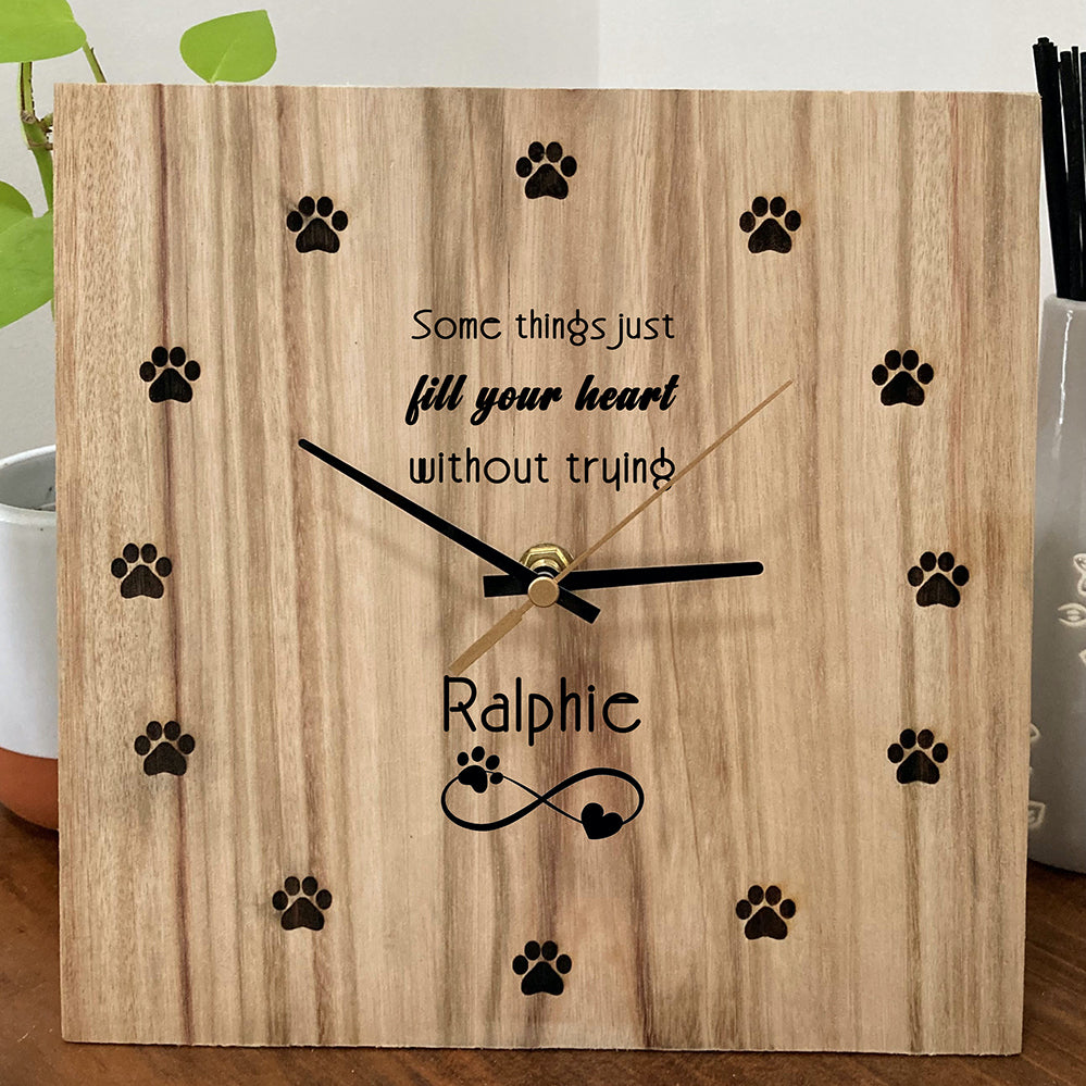 Personalised Wooden PawPrint Clock - Some things just fill your Heart . . .