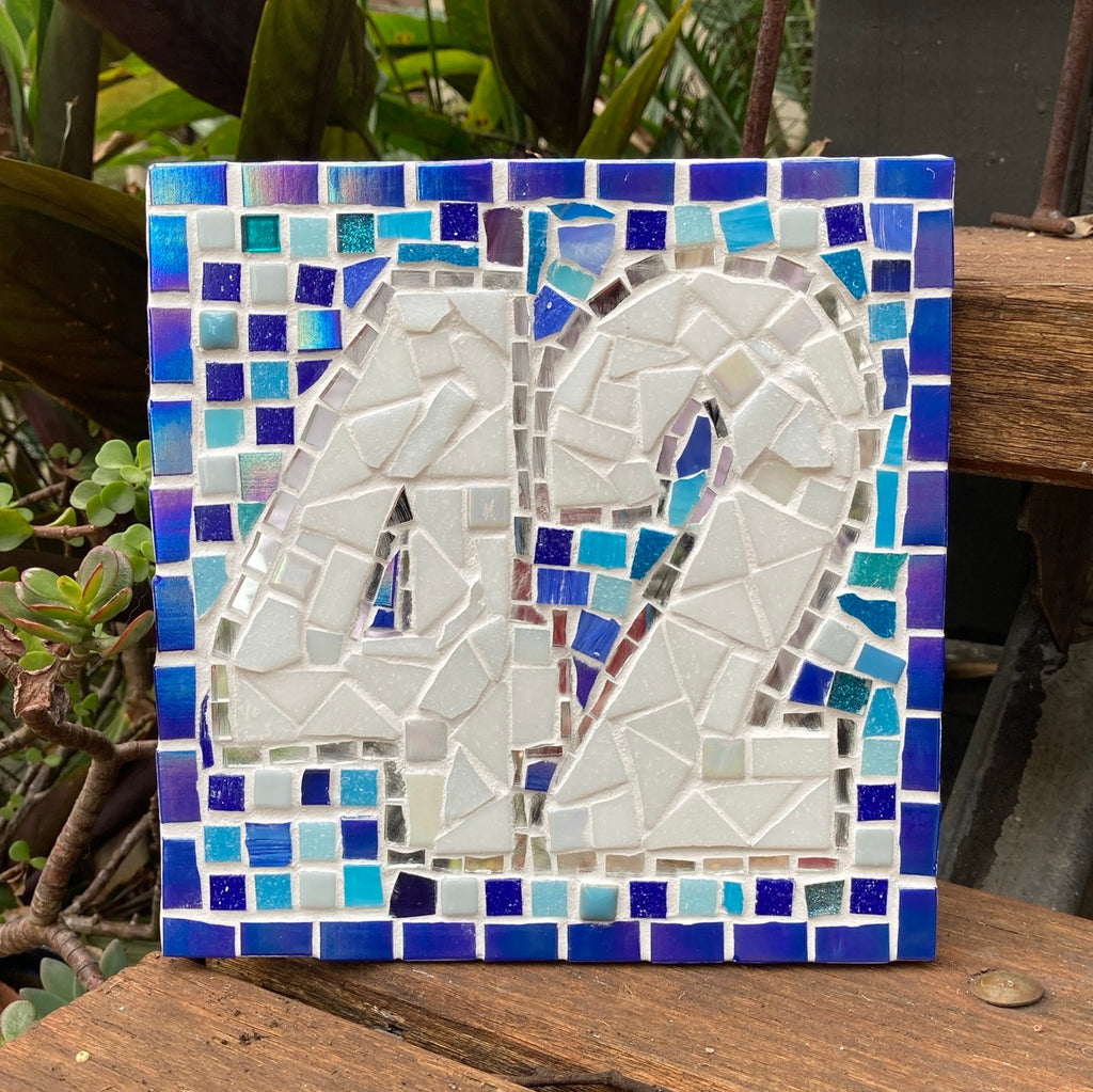 Custom Made Mosaic House Number, 1 or 2 Digits - 20cm SQUARE