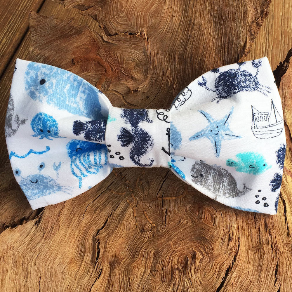 Handmade Dog Bow Tie, "Ocean Creatures"