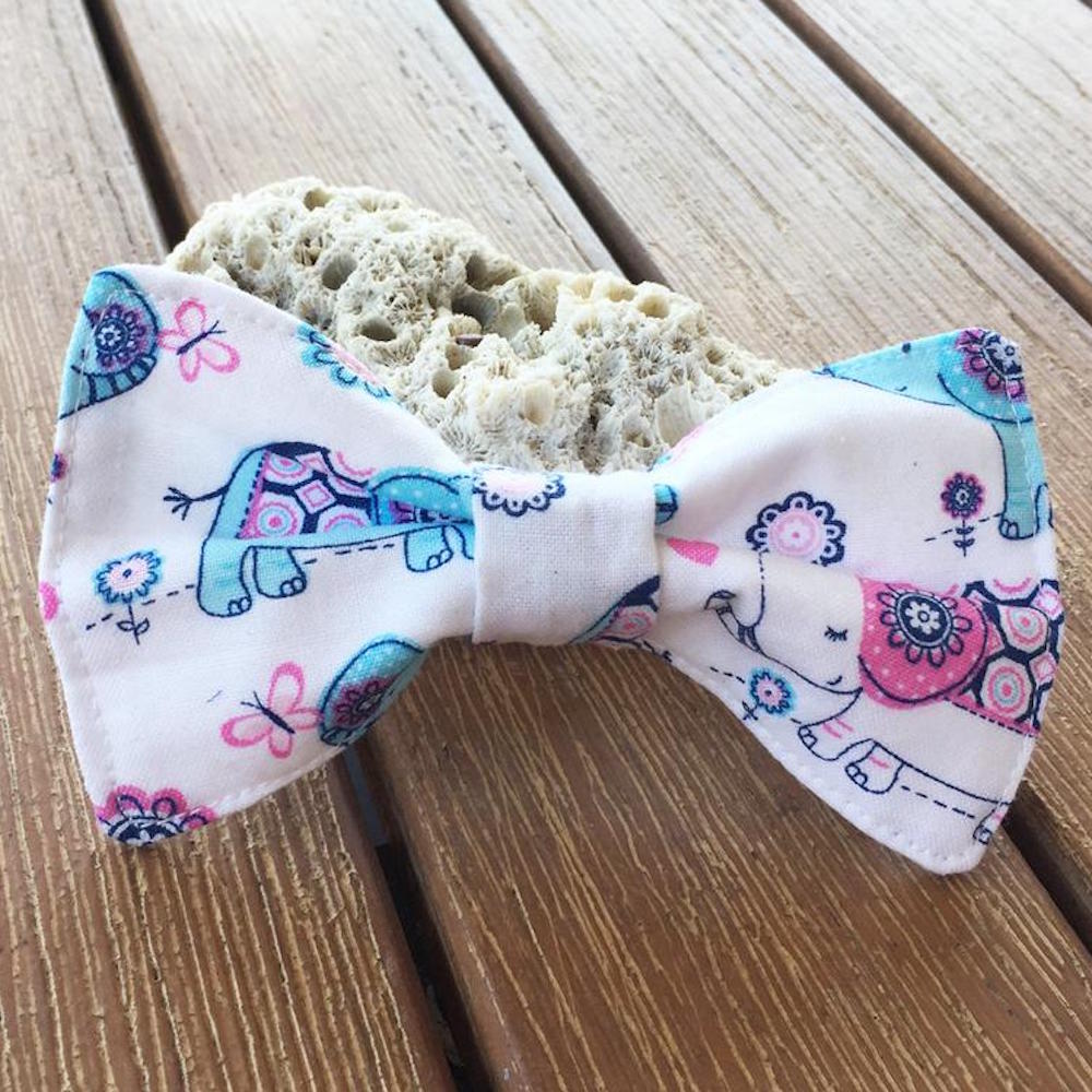 Handmade Dog Bow Tie, "White Elephants"