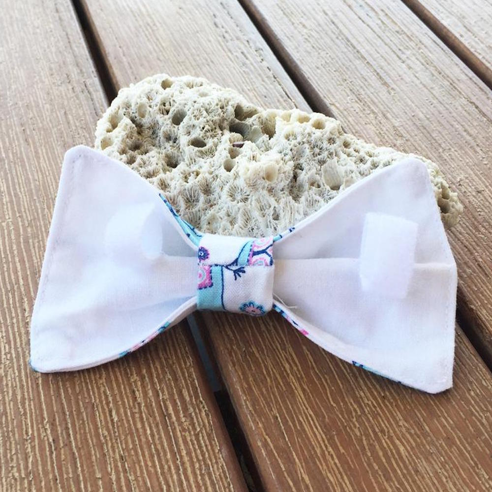 Handmade Dog Bow Tie, "White Elephants"