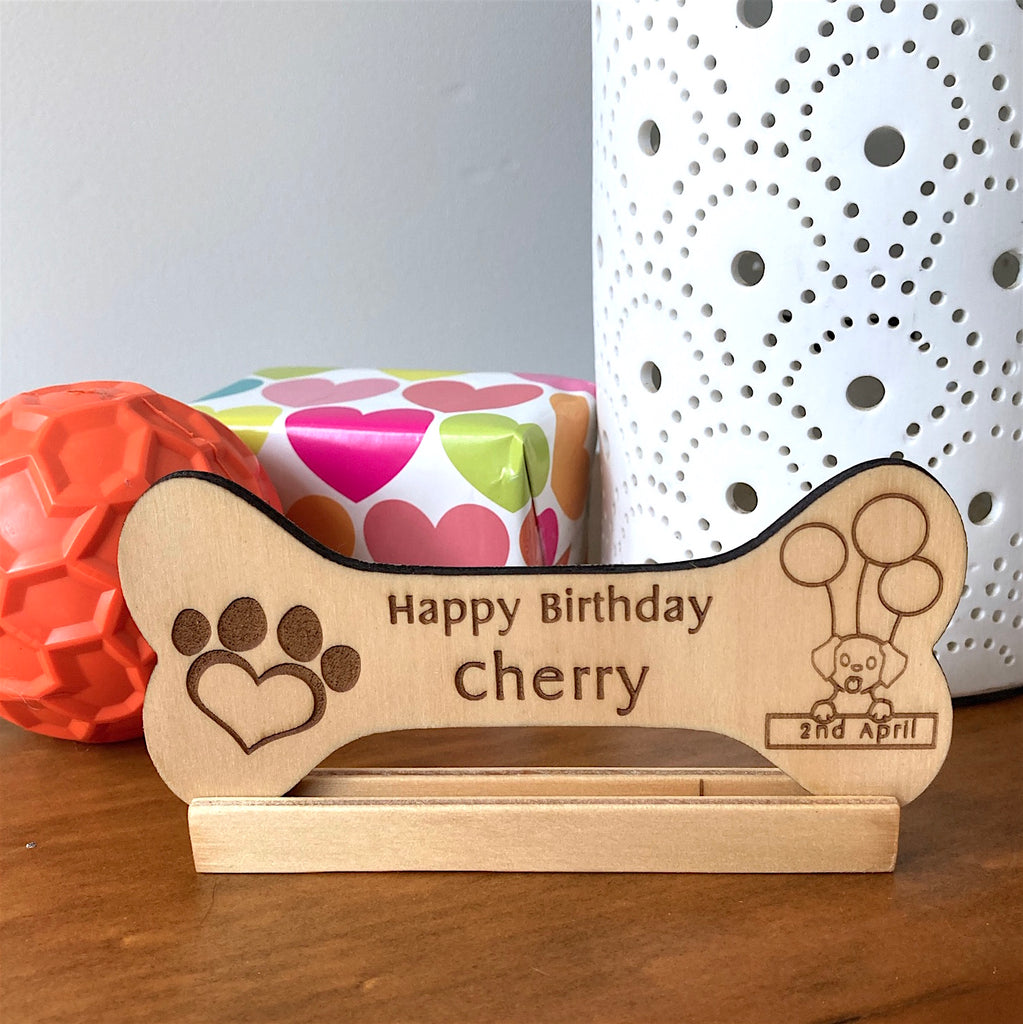Wooden Personalised "Happy Birthday" Celebration Bone