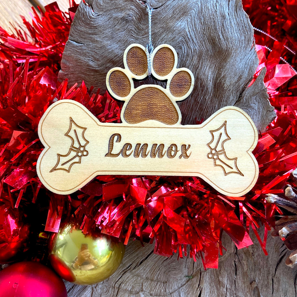 Personalised Wooden Dog Themed Xmas Tree Decorations, Great Dog Lover Gift