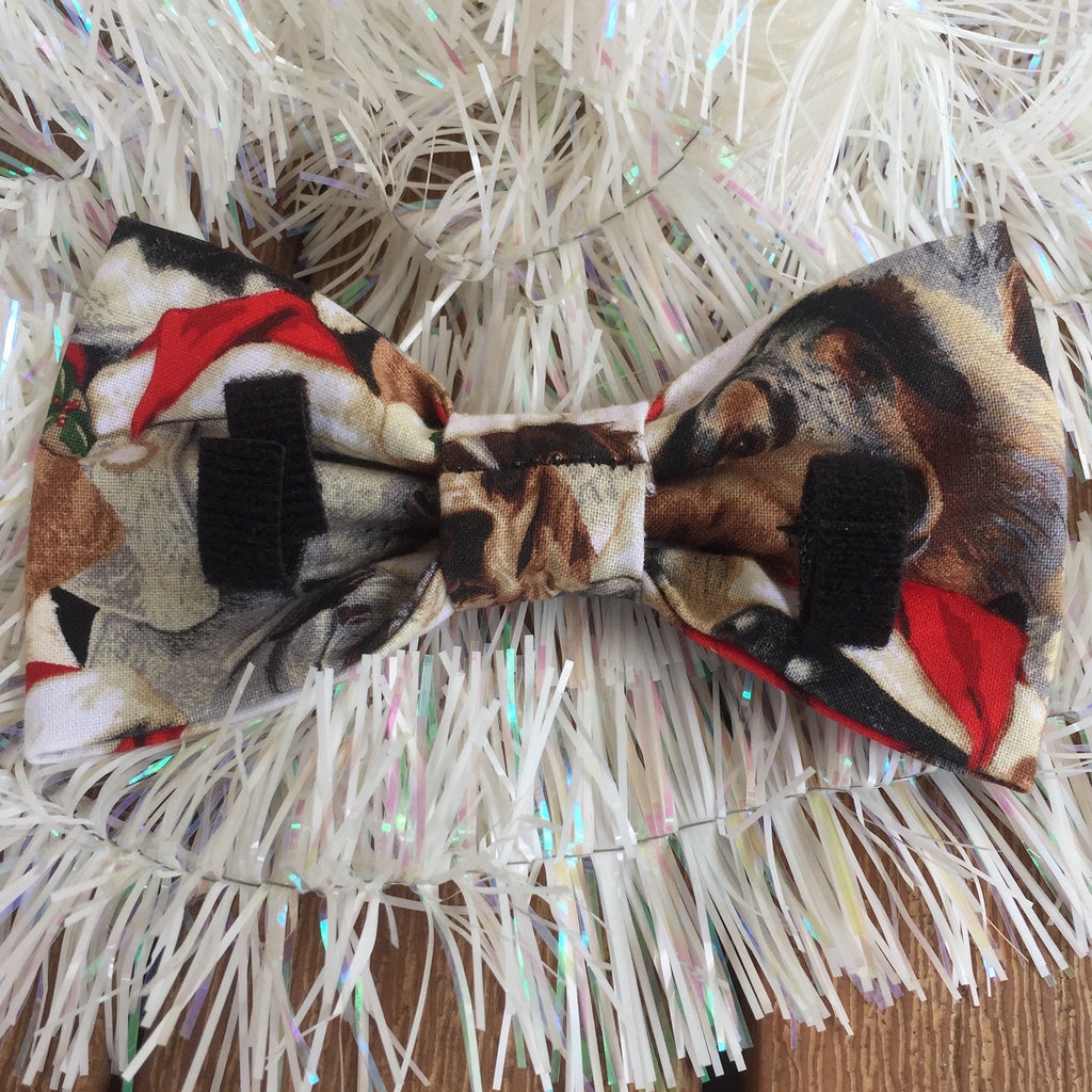 Xmas Dog Bow Tie -  "Dogs in Santa Hats"