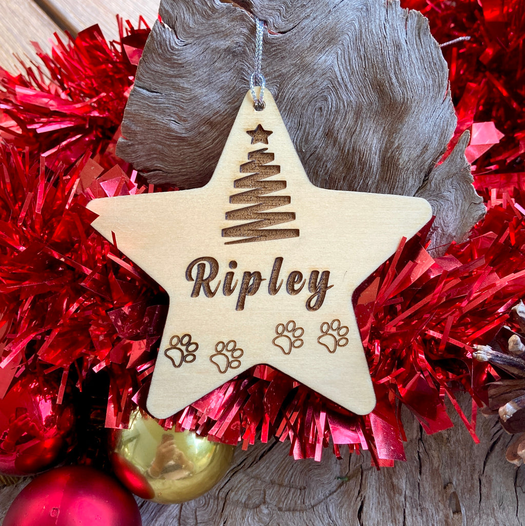 Personalised Wooden Dog Themed Xmas Tree Decorations, Great Dog Lover Gift