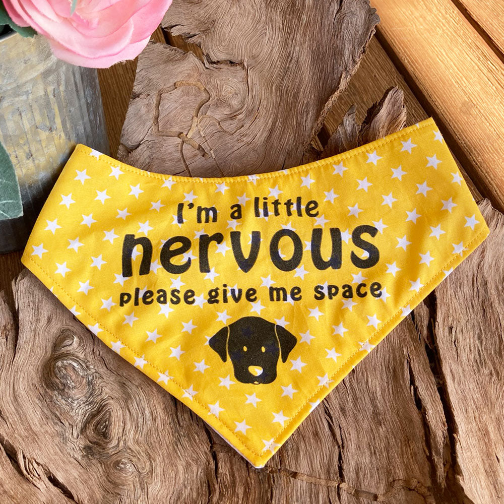 "NERVOUS DOG Please Give Me Space" - Yellow Stars Bandana