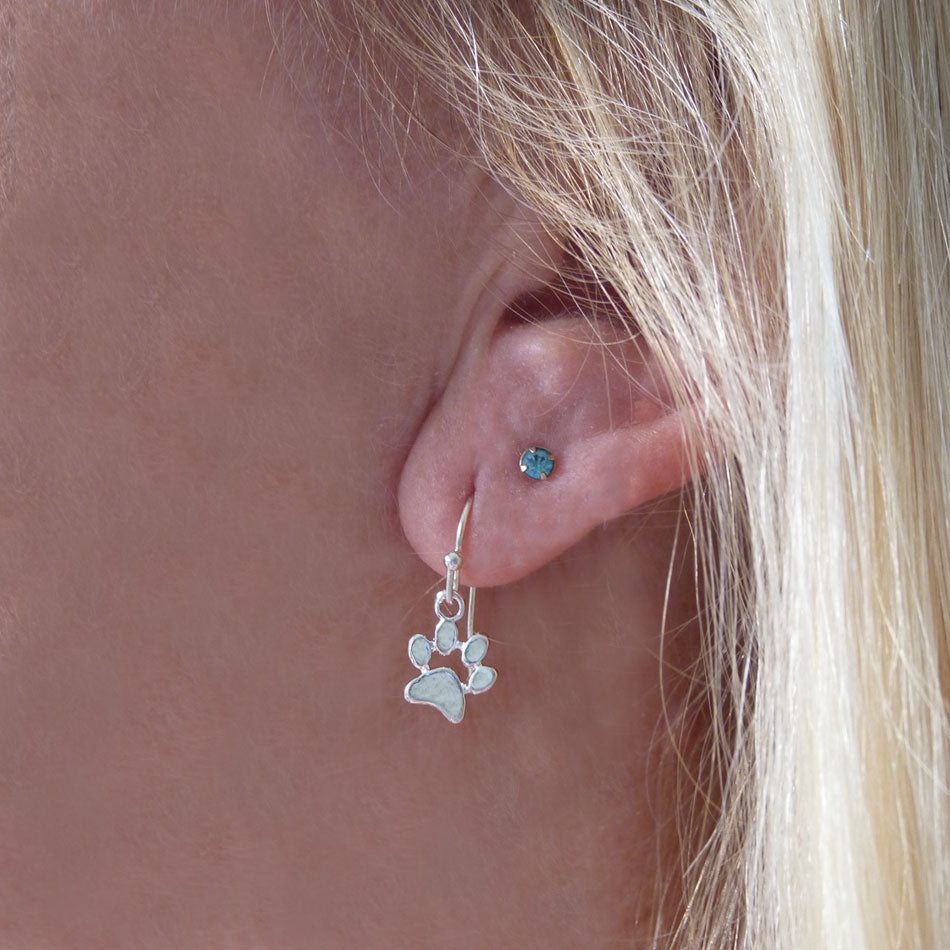 Silver Plated Paw Print Earrings
