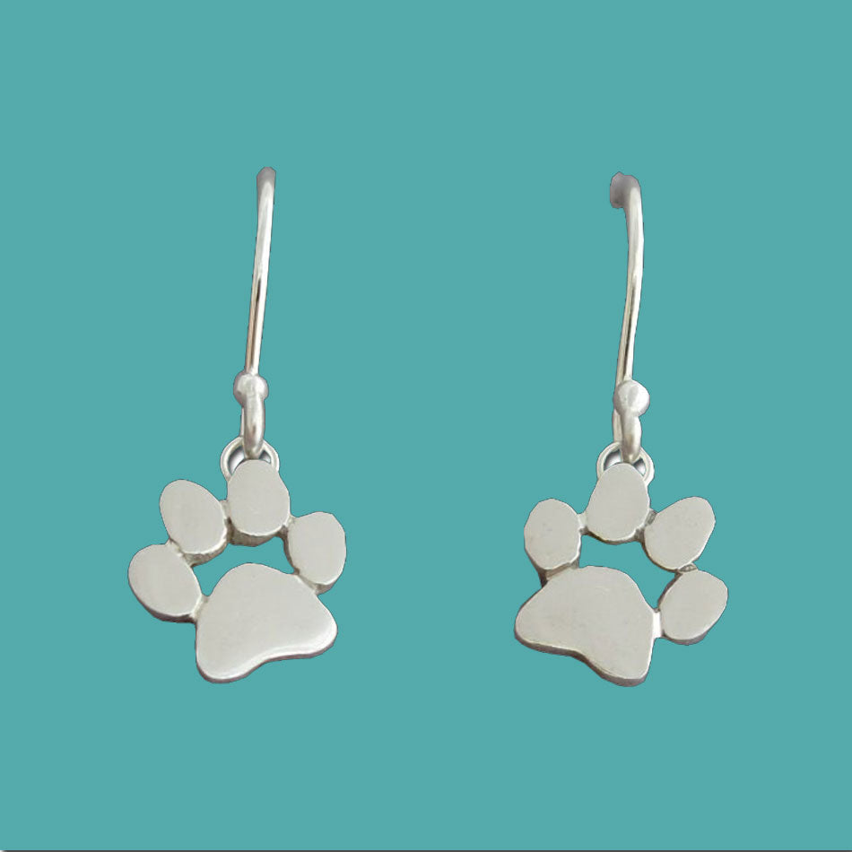 Silver Plated Paw Print Earrings
