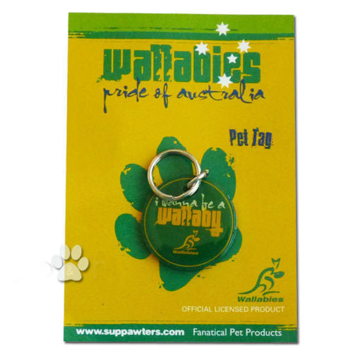 ARU Wallabies Green "I Wanna Be a Wallaby" Engraveable Dog Pet Tag / Disc